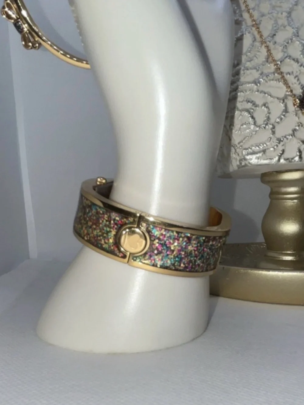Kate Spade Gold Bow Bangle Bracelet , necklace, watch, & compact mirror - Picture 6 of 11